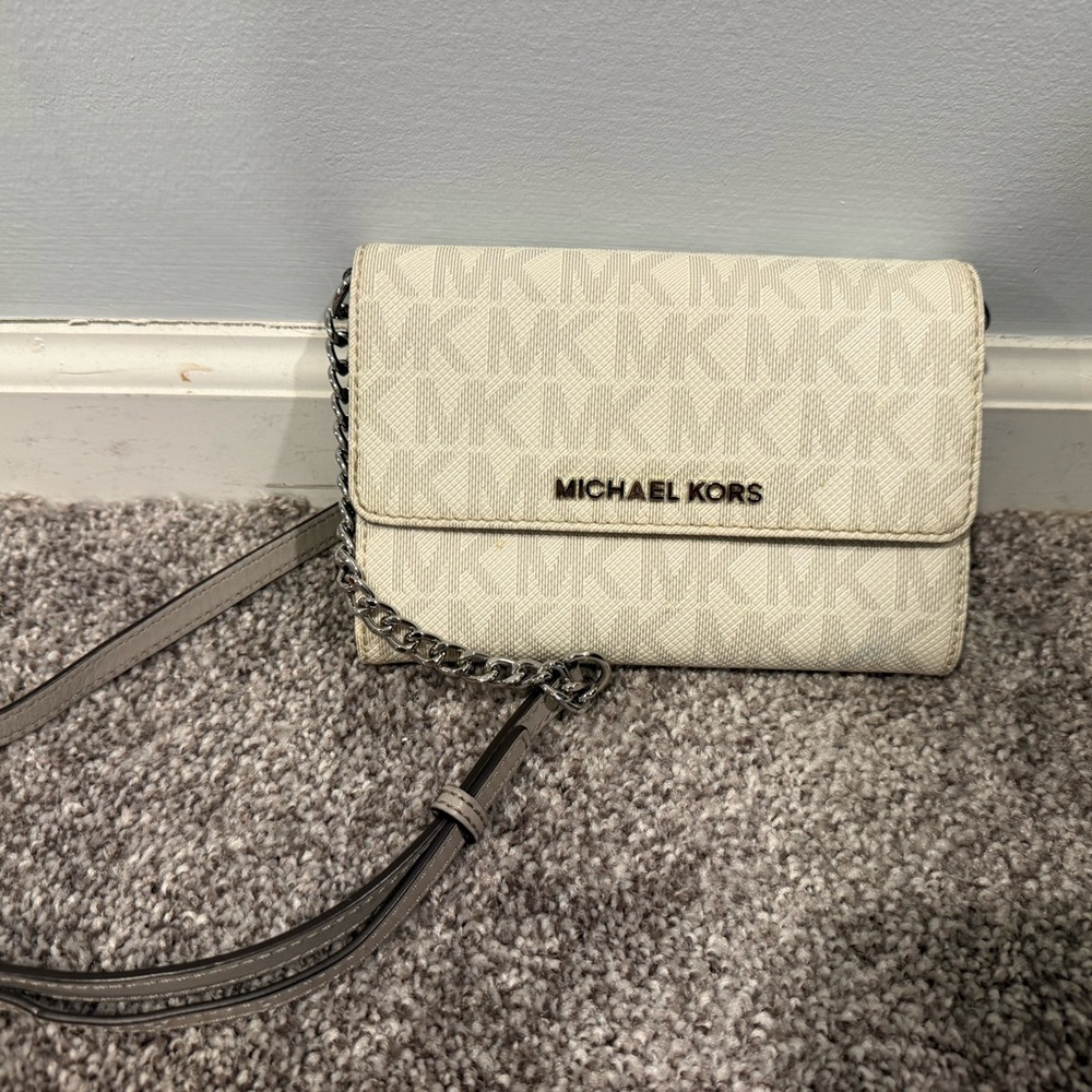 Michael Kors White and Gray Crossbody Bag